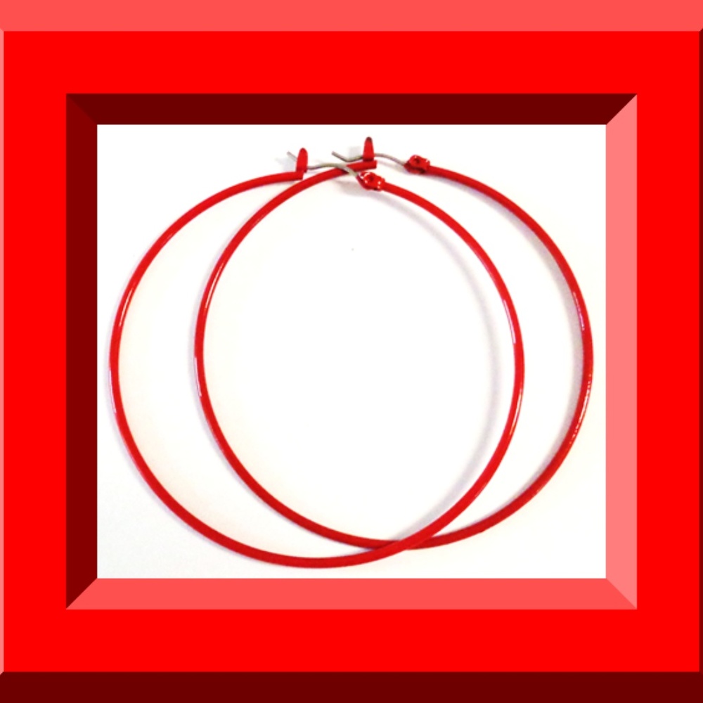 Red Hoop Design Earrings Sassy Lady